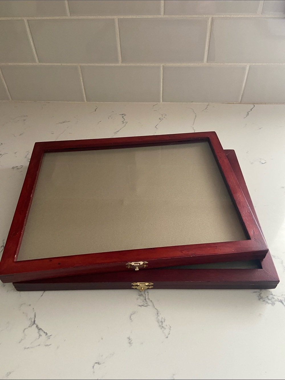 Wood Glass Top Display Case Shadow Box Jewelry Keepsake Display